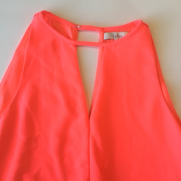 PARKER NEW YORK ORANGE PINK SLEEVELESS SHIFT DRESS SMALL - Picture 10 of 14